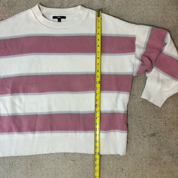 Vans Sweater Women’s Large White With Pink And Blue Stripes Knit Mid Length - Picture 11 of 11